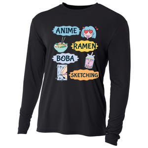 Anime Ramen Boba Sketching Kawaii Girl Anime Lover Gift Cooling Performance Long Sleeve Crew