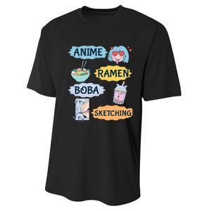 Anime Ramen Boba Sketching Kawaii Girl Anime Lover Gift Performance Sprint T-Shirt