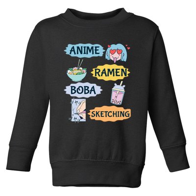 Anime Ramen Boba Sketching Kawaii Girl Anime Lover Gift Toddler Sweatshirt