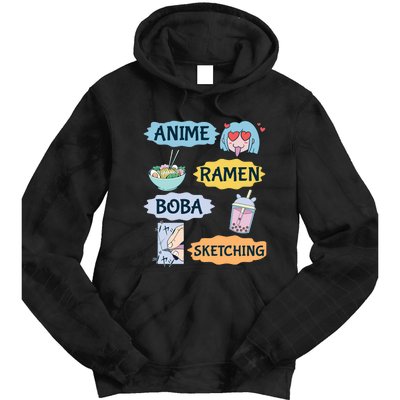 Anime Ramen Boba Sketching Kawaii Girl Anime Lover Gift Tie Dye Hoodie