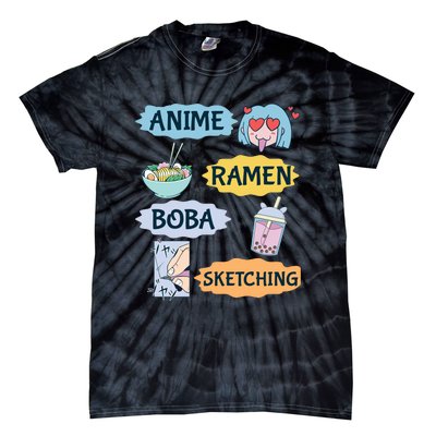 Anime Ramen Boba Sketching Kawaii Girl Anime Lover Gift Tie-Dye T-Shirt