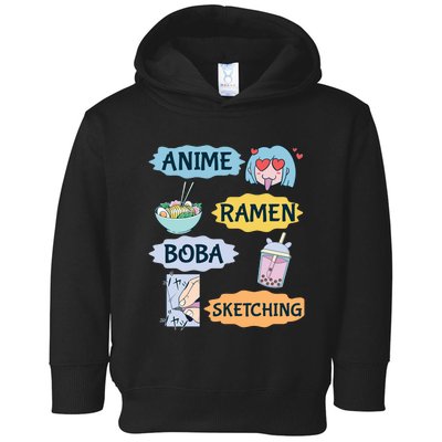 Anime Ramen Boba Sketching Kawaii Girl Anime Lover Gift Toddler Hoodie