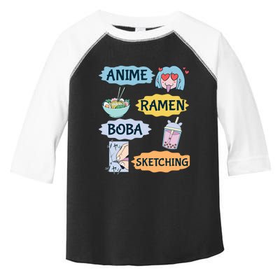 Anime Ramen Boba Sketching Kawaii Girl Anime Lover Gift Toddler Fine Jersey T-Shirt