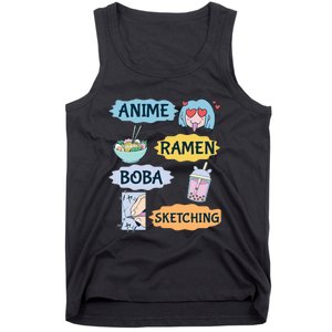 Anime Ramen Boba Sketching Kawaii Girl Anime Lover Gift Tank Top