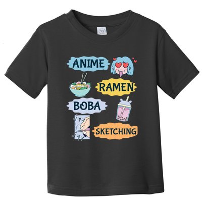 Anime Ramen Boba Sketching Kawaii Girl Anime Lover Gift Toddler T-Shirt