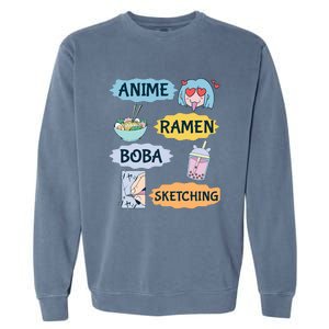 Anime Ramen Boba Sketching Kawaii Girl Anime Lover Gift Garment-Dyed Sweatshirt