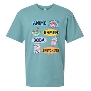 Anime Ramen Boba Sketching Kawaii Girl Anime Lover Gift Sueded Cloud Jersey T-Shirt