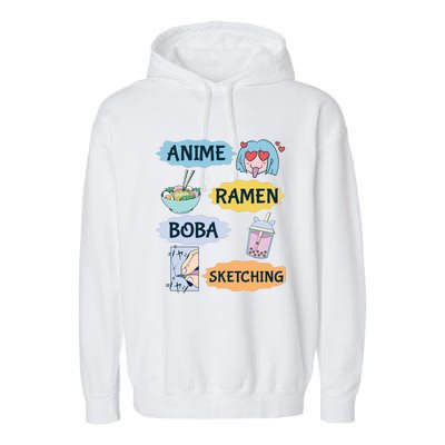 Anime Ramen Boba Sketching Kawaii Girl Anime Lover Gift Garment-Dyed Fleece Hoodie