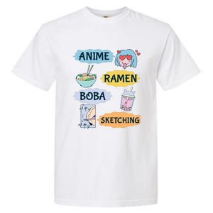 Anime Ramen Boba Sketching Kawaii Girl Anime Lover Gift Garment-Dyed Heavyweight T-Shirt