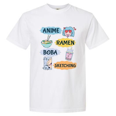 Anime Ramen Boba Sketching Kawaii Girl Anime Lover Gift Garment-Dyed Heavyweight T-Shirt