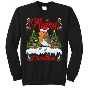 American Robin Bird Merry Christmas Tree Lighting Santa Xmas Sweatshirt