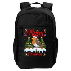 American Robin Bird Merry Christmas Tree Lighting Santa Xmas Daily Commute Backpack