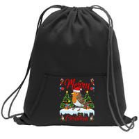 American Robin Bird Merry Christmas Tree Lighting Santa Xmas Sweatshirt Cinch Pack Bag