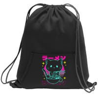 Anime Ramen Cat Retro Japanese Noodles Aesthetic Kawaii Cat Sweatshirt Cinch Pack Bag