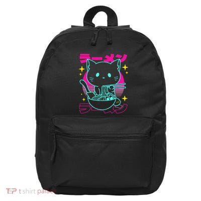 Anime Ramen Cat Retro Japanese Noodles Aesthetic Kawaii Cat 16 in Basic Backpack