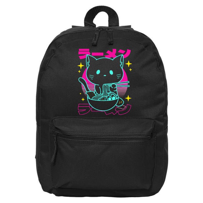 Anime Ramen Cat Retro Japanese Noodles Aesthetic Kawaii Cat 16 in Basic Backpack