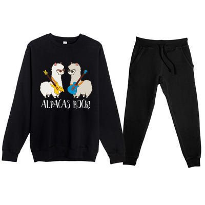 Alpacas Rock! Cute Funny Alpaca Lover Alpaca Fan Premium Crewneck Sweatsuit Set