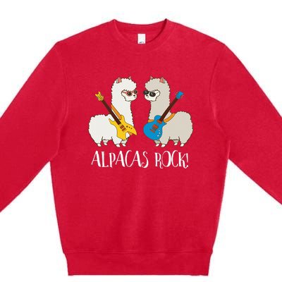 Alpacas Rock! Cute Funny Alpaca Lover Alpaca Fan Premium Crewneck Sweatshirt