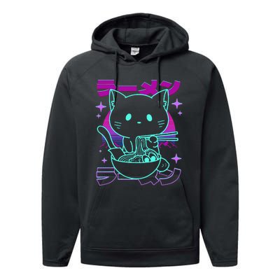 Anime Ramen Cat Retro Japanese Noodles Aesthetic Kawaii Cat Performance Fleece Hoodie