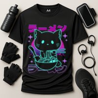 Anime Ramen Cat Retro Japanese Noodles Aesthetic Kawaii Cat Cooling Performance Crew T-Shirt