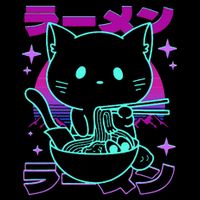 Anime Ramen Cat Retro Japanese Noodles Aesthetic Kawaii Cat Cooling Performance Crew T-Shirt
