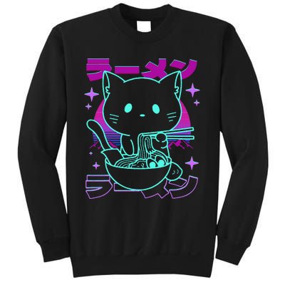 Anime Ramen Cat Retro Japanese Noodles Aesthetic Kawaii Cat Sweatshirt