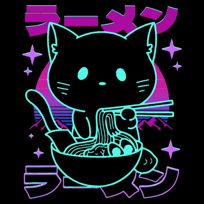 Anime Ramen Cat Retro Japanese Noodles Aesthetic Kawaii Cat City Backpack
