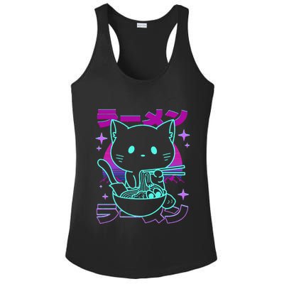 Anime Ramen Cat Retro Japanese Noodles Aesthetic Kawaii Cat Ladies PosiCharge Competitor Racerback Tank