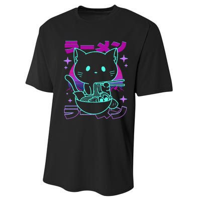 Anime Ramen Cat Retro Japanese Noodles Aesthetic Kawaii Cat Performance Sprint T-Shirt