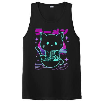 Anime Ramen Cat Retro Japanese Noodles Aesthetic Kawaii Cat PosiCharge Competitor Tank