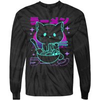 Anime Ramen Cat Retro Japanese Noodles Aesthetic Kawaii Cat Tie-Dye Long Sleeve Shirt