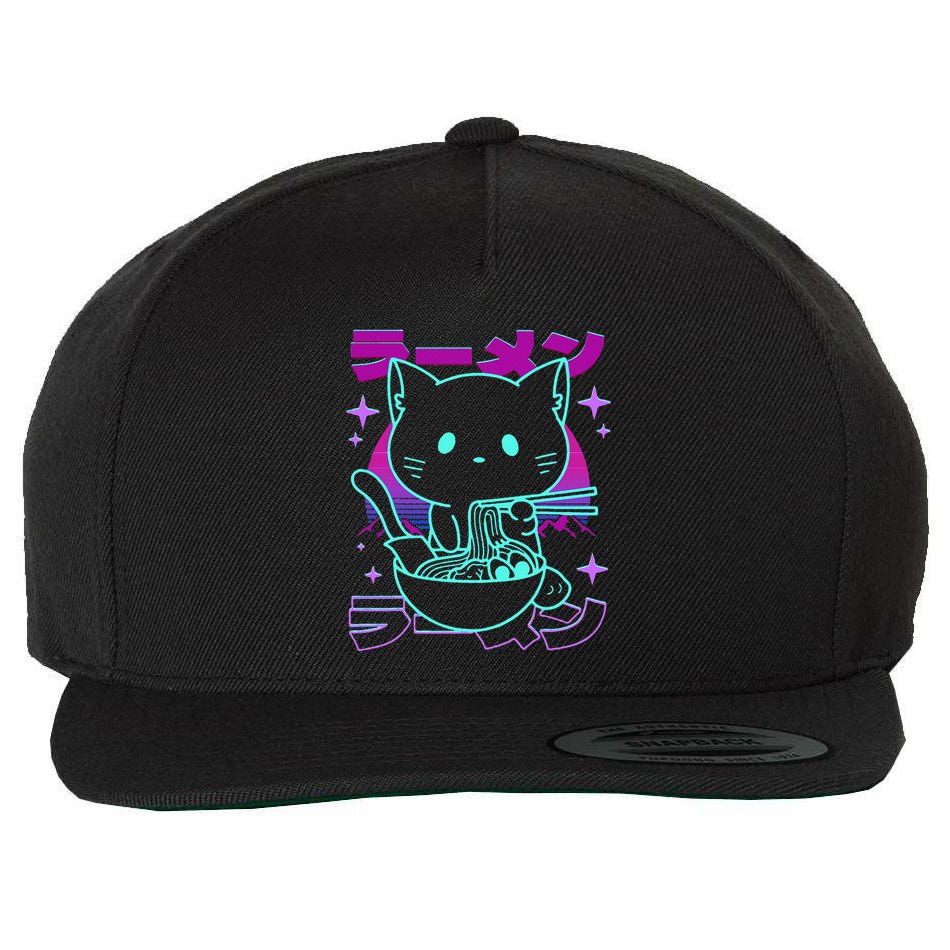 Anime Ramen Cat Retro Japanese Noodles Aesthetic Kawaii Cat Wool Snapback Cap