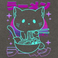 Anime Ramen Cat Retro Japanese Noodles Aesthetic Kawaii Cat Cotton Canvas Backpack