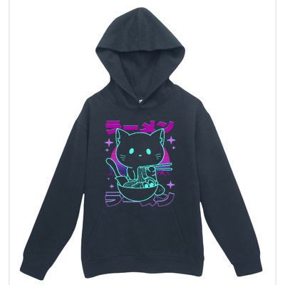 Anime Ramen Cat Retro Japanese Noodles Aesthetic Kawaii Cat Urban Pullover Hoodie