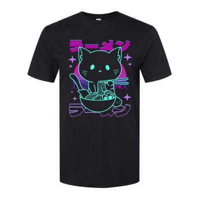 Anime Ramen Cat Retro Japanese Noodles Aesthetic Kawaii Cat Softstyle® CVC T-Shirt