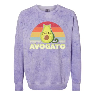 Avogato Retro Cat Avocado Cinco De Mayo Gift Colorblast Crewneck Sweatshirt