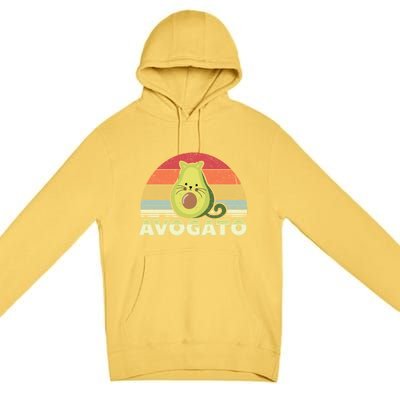 Avogato Retro Cat Avocado Cinco De Mayo Gift Premium Pullover Hoodie