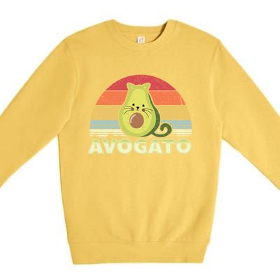 Avogato Retro Cat Avocado Cinco De Mayo Gift Premium Crewneck Sweatshirt