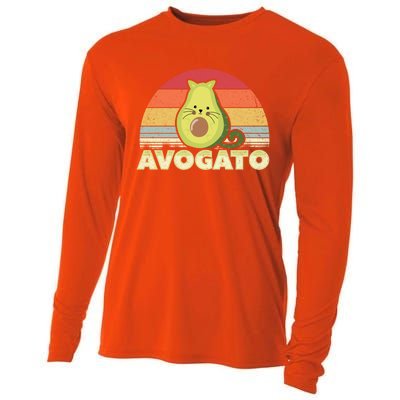 Avogato Retro Cat Avocado Cinco De Mayo Gift Cooling Performance Long Sleeve Crew