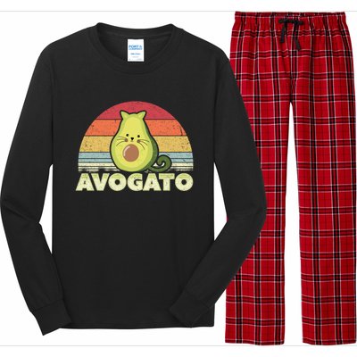 Avogato Retro Cat Avocado Cinco De Mayo Gift Long Sleeve Pajama Set