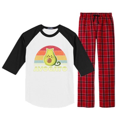 Avogato Retro Cat Avocado Cinco De Mayo Gift Raglan Sleeve Pajama Set