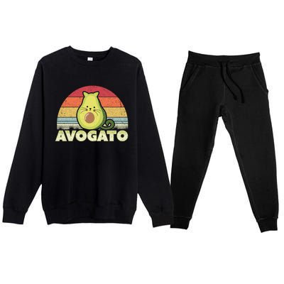 Avogato Retro Cat Avocado Cinco De Mayo Gift Premium Crewneck Sweatsuit Set