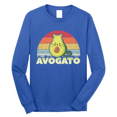 Avogato Retro Cat Avocado Cinco De Mayo Gift Long Sleeve Shirt