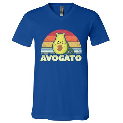 Avogato Retro Cat Avocado Cinco De Mayo Gift V-Neck T-Shirt