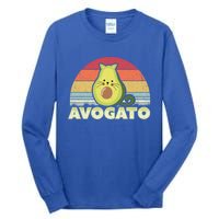 Avogato Retro Cat Avocado Cinco De Mayo Gift Tall Long Sleeve T-Shirt