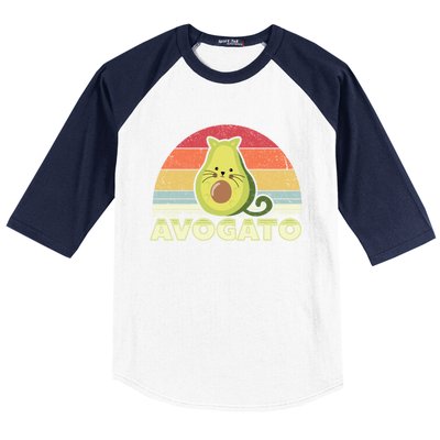 Avogato Retro Cat Avocado Cinco De Mayo Gift Baseball Sleeve Shirt