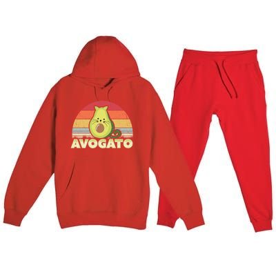 Avogato Retro Cat Avocado Cinco De Mayo Gift Premium Hooded Sweatsuit Set