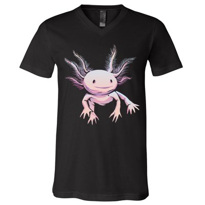 Axolotl Realistic Cute Salamander Amphibian Axolotl Lover V-Neck T-Shirt