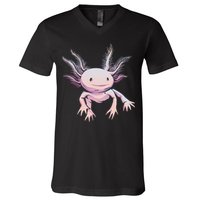Axolotl Realistic Cute Salamander Amphibian Axolotl Lover V-Neck T-Shirt