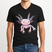 Axolotl Realistic Cute Salamander Amphibian Axolotl Lover V-Neck T-Shirt